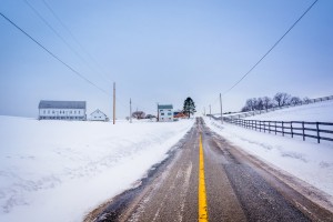 road with snow on either side